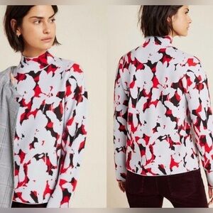 Anthropologie Mock Neck Floral Jacquard Knit Sweater Women’s Size Medium